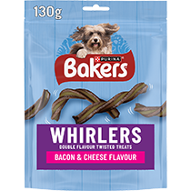 BAKERS® Whirlers Bacon and Cheese Dog Treats