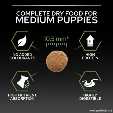 Complete dry food for medium puppies