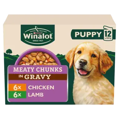 WINALOT® Meaty Chunks Puppy Mixed in Gravy Chicken and Lamb Wet Dog Food Pouch